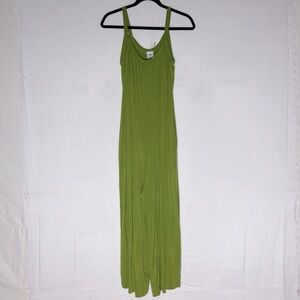 Love Life Essentials Chartreuse Green Cropped Jumpsuit Romper L